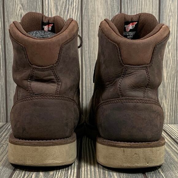 Red Wing Safety Toe Work Boots Brown Moc Toe Oiled Leather 6\
